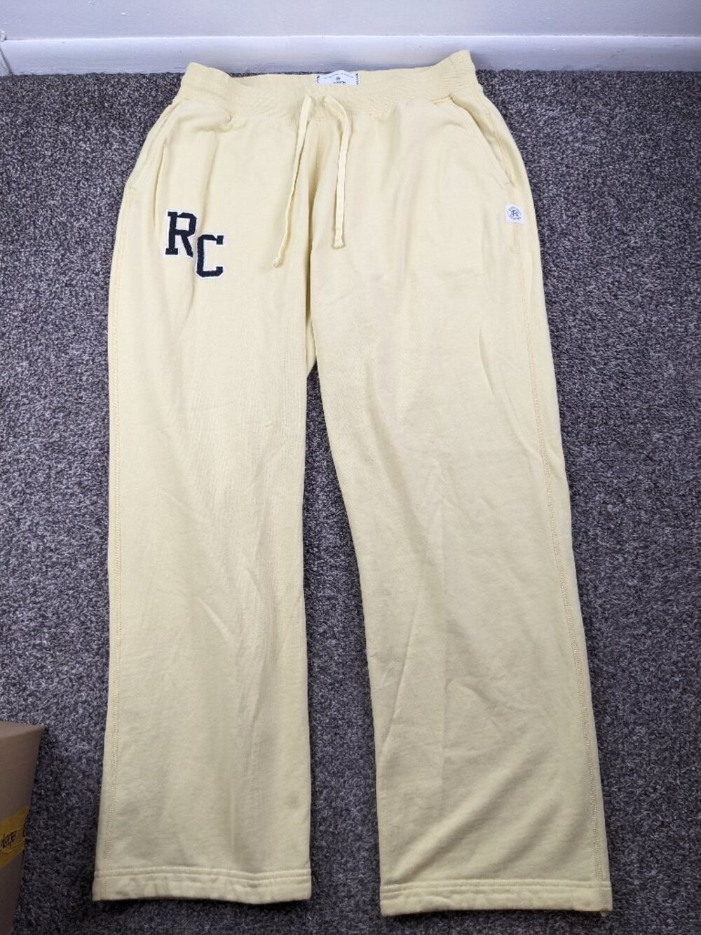 Reigning Champ Sweatpants Terry Cotton Light Yellow Cinch Cuffs Mens XL